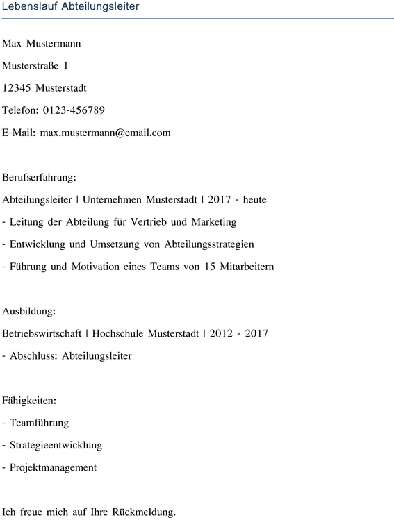 lebenslauf-abteilungsleiter-vorlage