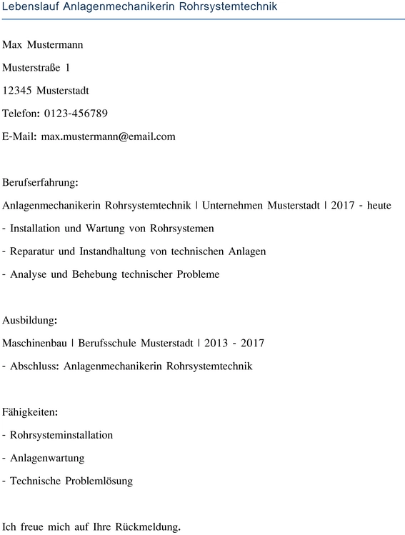 lebenslauf-anlagenmechanikerin-rohrsystemtechnik
