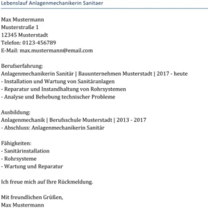lebenslauf-anlagenmechanikerin-sanitaer