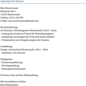 lebenslauf-art-director-aufbereitung-vorlage
