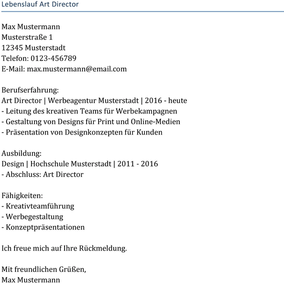 lebenslauf-art-director-aufbereitung-vorlage