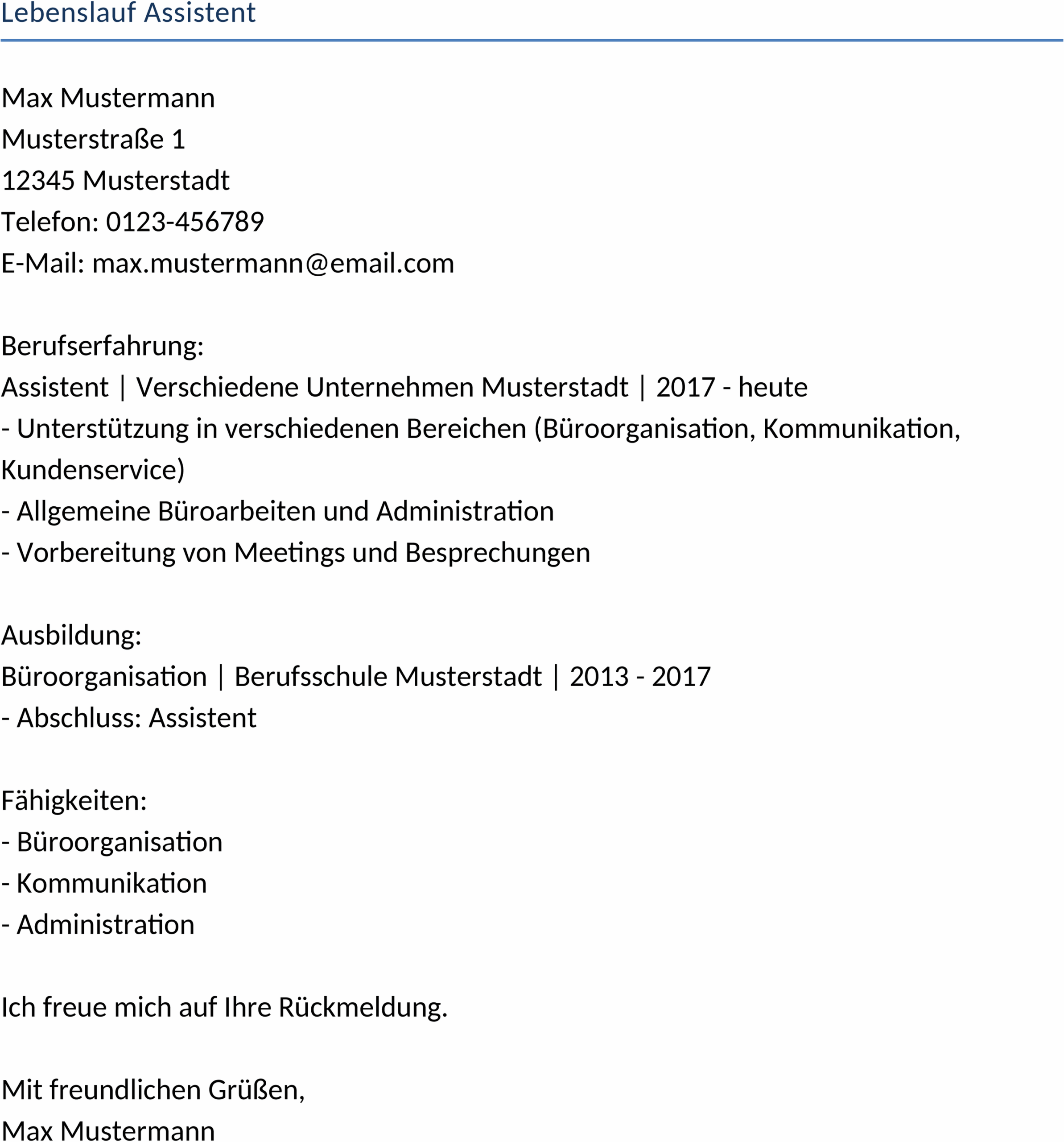 Lebenslauf-Assistent Word-Vorlage