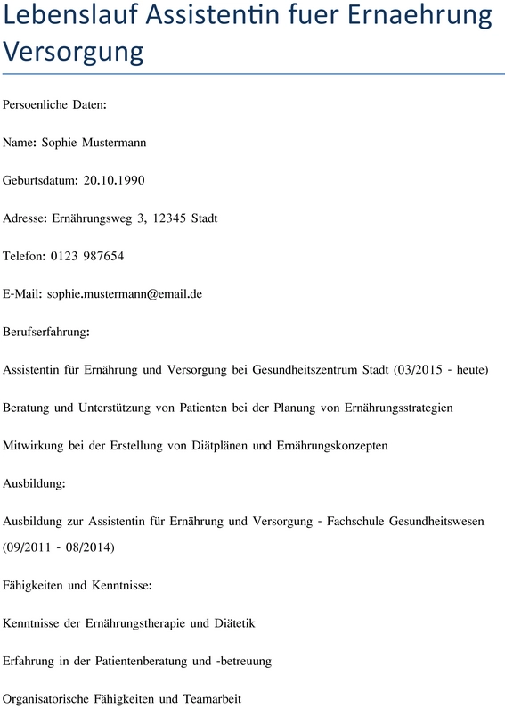 lebenslauf-assistentin-fuer-ernaehrung-und-versorgungsbranche