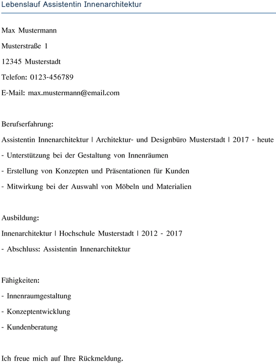 lebenslauf-assistentin-innenarchitektur