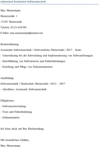 lebenslauf-assistentin-softwaretechnik