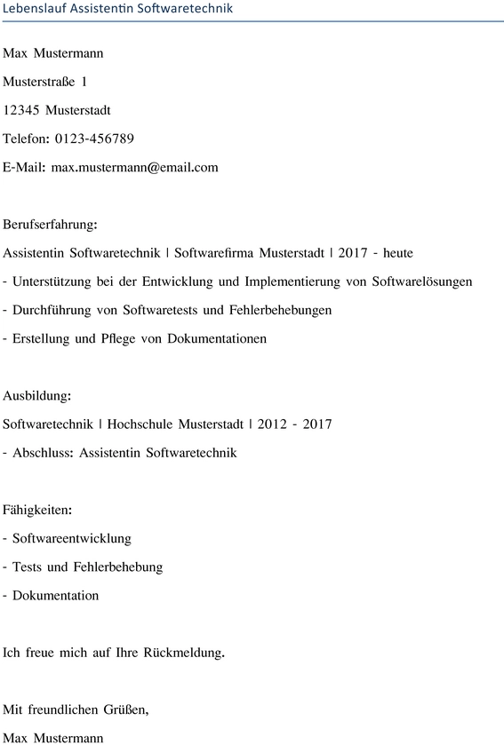 lebenslauf-assistentin-softwaretechnik