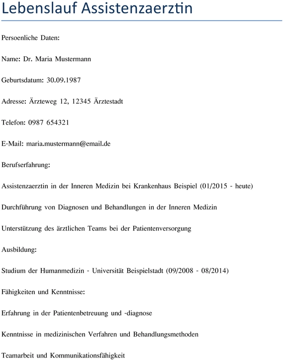 lebenslauf-assistenzaerztin-einfach-klar-strukturiert