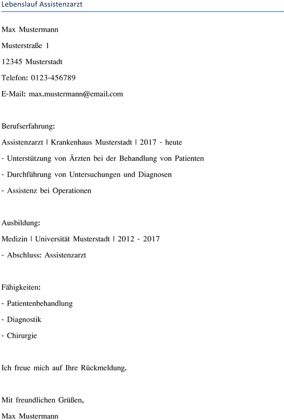 lebenslauf-assistenzarzt-vorlage
