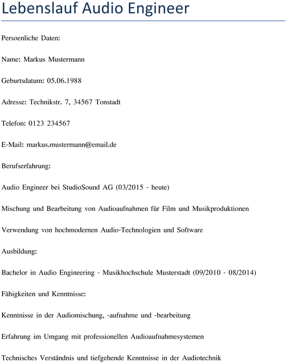 lebenslauf-audio-engineer-gestalten