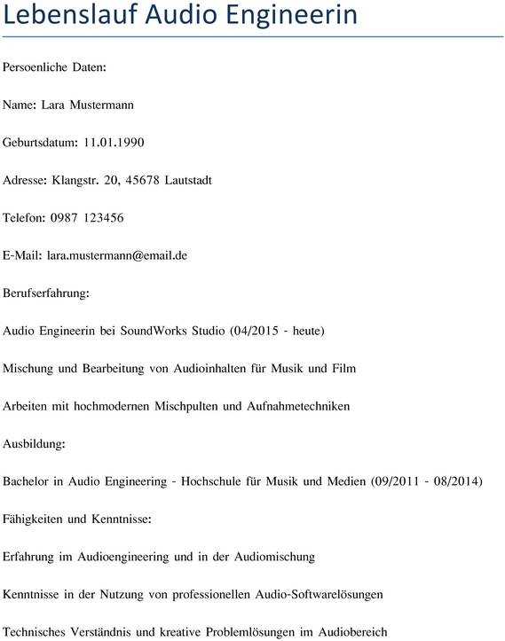 lebenslauf-audio-engineer-gestaltung-vorlage