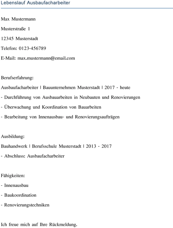 lebenslauf-ausbaufacharbeiter-aktuell-gestalten