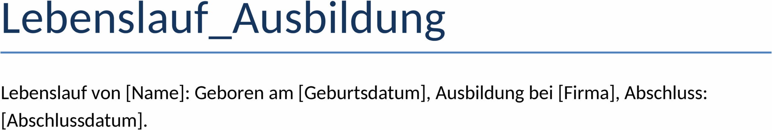 Lebenslauf als Word-Dokument für Auszubildende und Berufseinsteiger