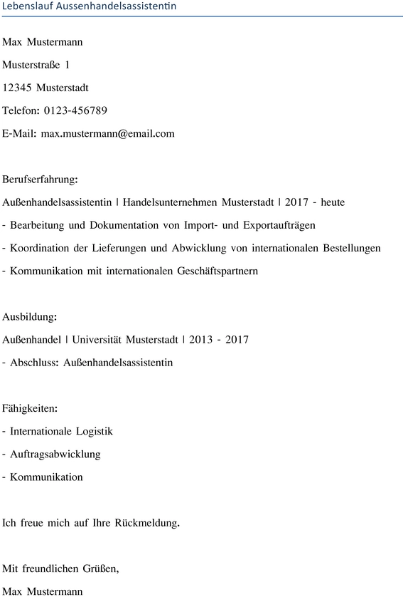 lebenslauf-aussenhandelsassistentin