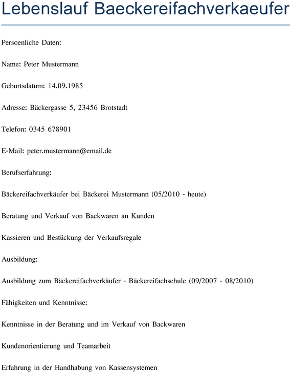 lebenslauf-baeckereifachverkaeufer