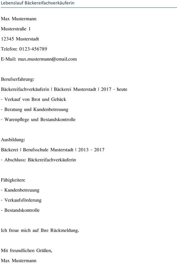 lebenslauf-baeckereifachverkaeuferin