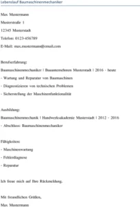 lebenslauf-baumaschinenmechaniker-gestalten-ideen-umsetzung