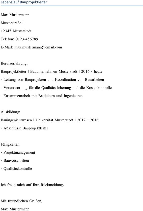 lebenslauf-bauprojektleiter-vorlage