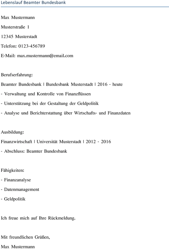 lebenslauf-beamter-bundesbank