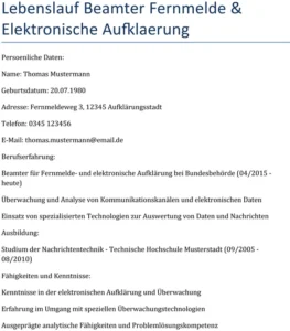 lebenslauf-beamter-fernmelde-elektronische-aufklaerung