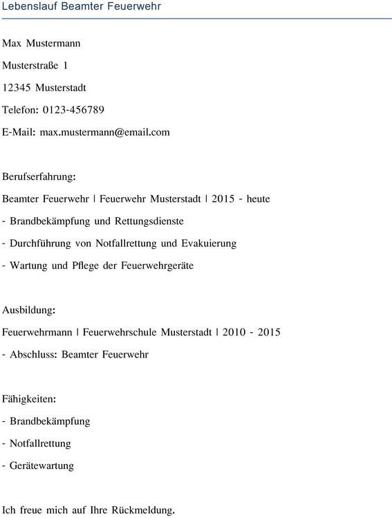 lebenslauf-beamter-feuerwehr-vorlage