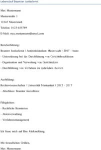 lebenslauf-beamter-justizdienst