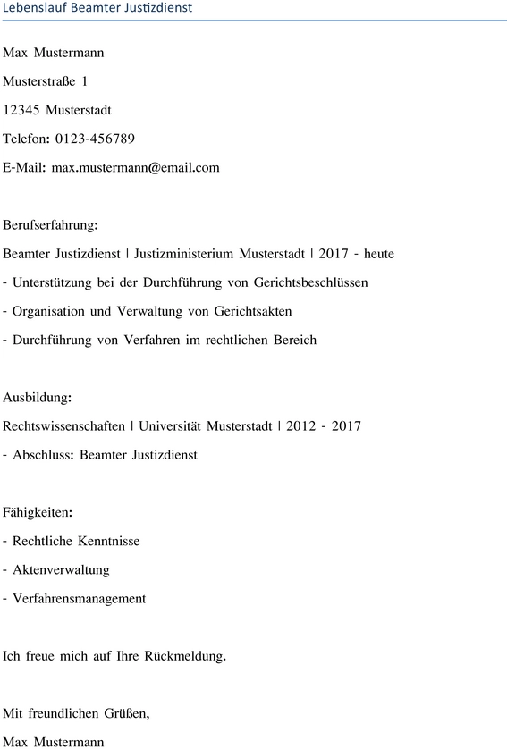 lebenslauf-beamter-justizdienst