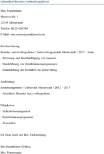 lebenslauf-beamter-justizvollzugsdienst