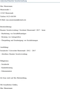 lebenslauf-beamter-sozialverwaltung