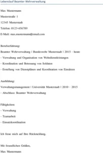 lebenslauf-beamter-wehrverwaltung