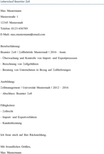 lebenslauf-beamter-zoll-vorlage