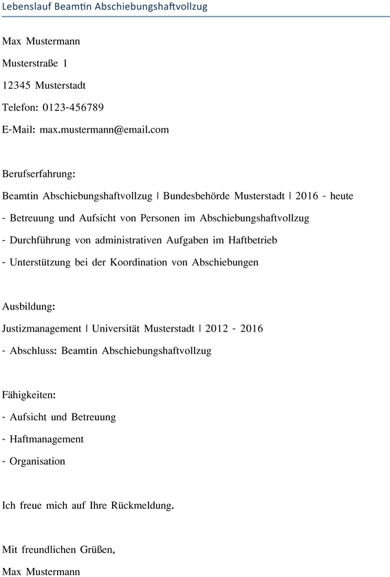 lebenslauf-beamtin-abschiebungshaftvollzug