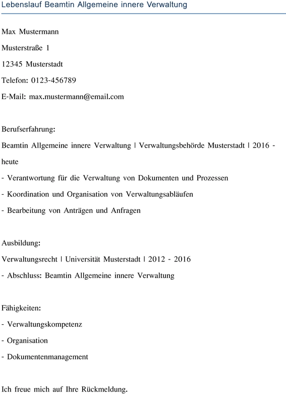 lebenslauf-beamtin-allgemeine-innere-verwaltung