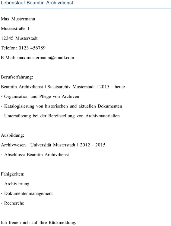 lebenslauf-beamtin-archivdienst