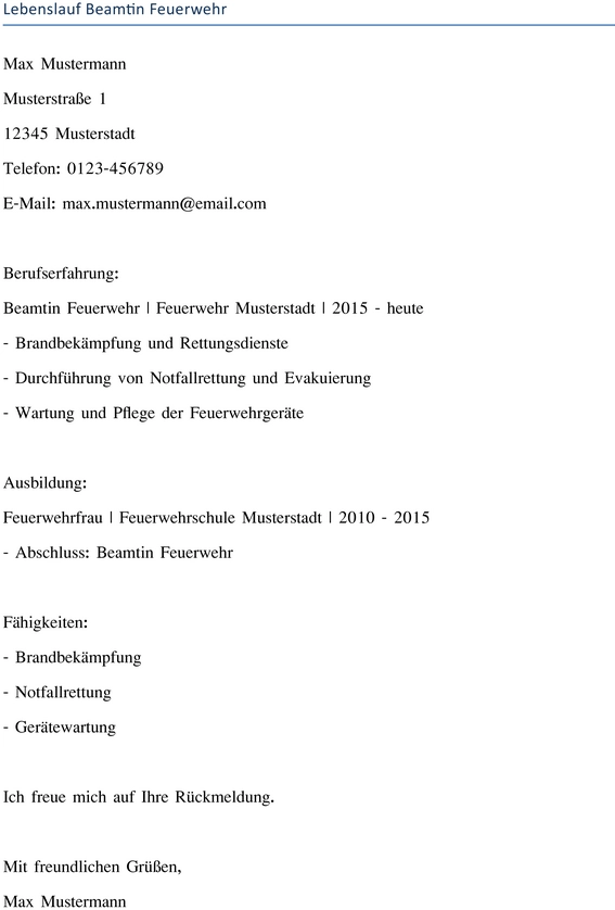 lebenslauf-beamtin-feuerwehr-gestalten