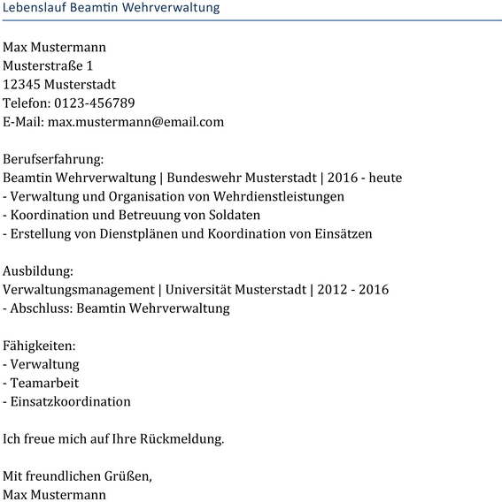 lebenslauf-beamtin-wehrverwaltung-gestalten