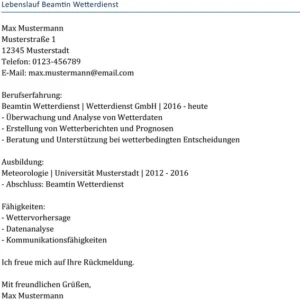 lebenslauf-beamtin-wetterdienst