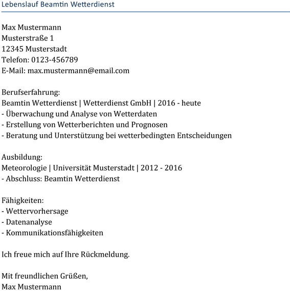 lebenslauf-beamtin-wetterdienst