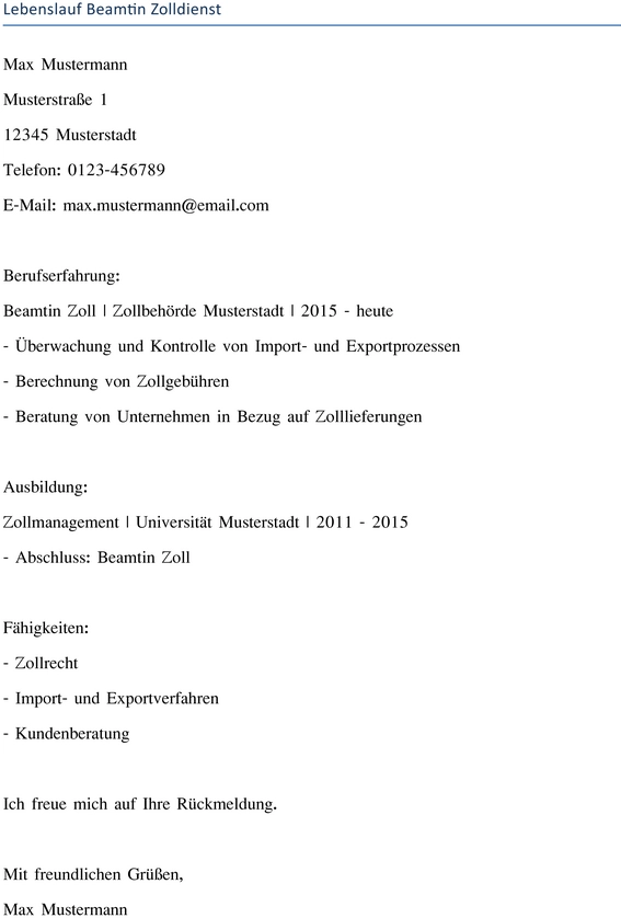 lebenslauf-beamtin-zoll-dienst-aufbau-struktur