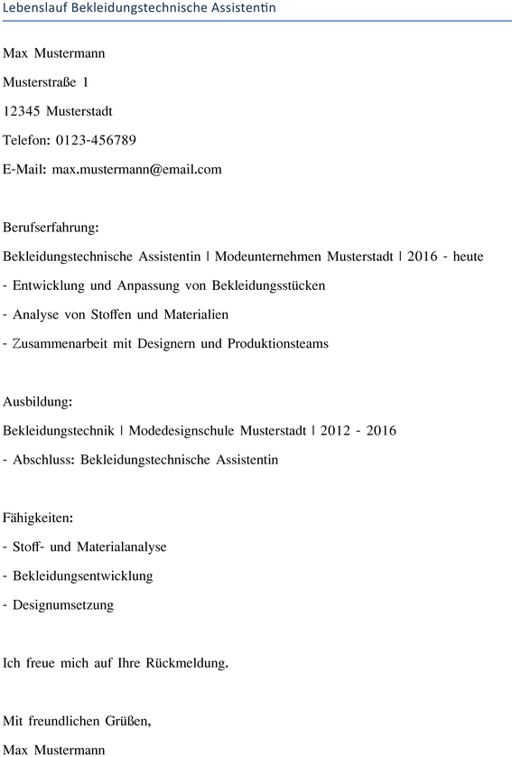 lebenslauf-bekleidungstechnische-assistentin