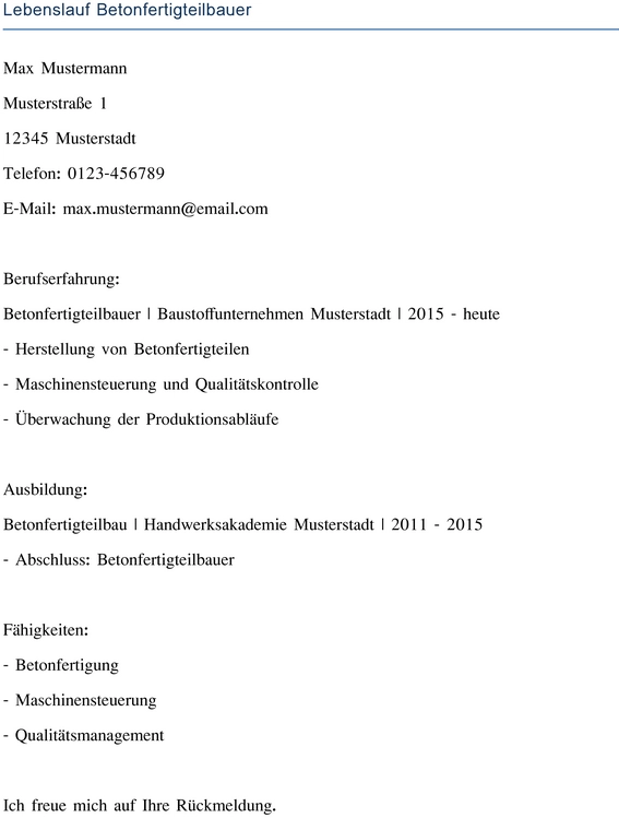 lebenslauf-betonfertigteilbauer-gestaltung-vorlage-aktualisieren