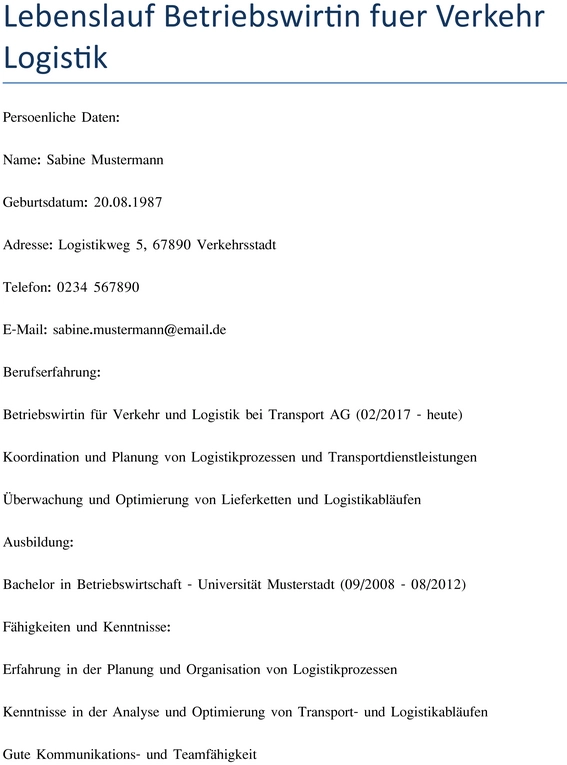 lebenslauf-betriebswirtin-fuer-verkehr-logistik