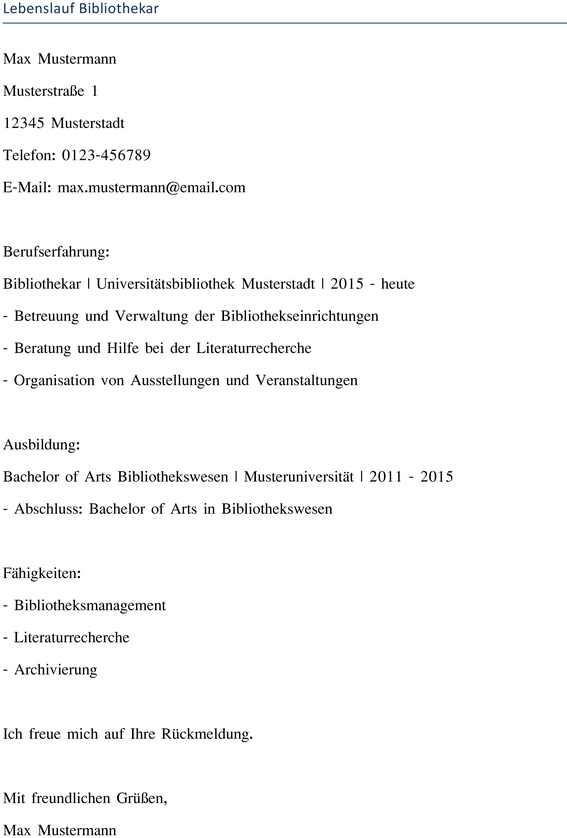 lebenslauf-bibliothekar-muster-vorlage