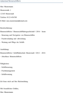 lebenslauf-binnenschifferin-vorlage