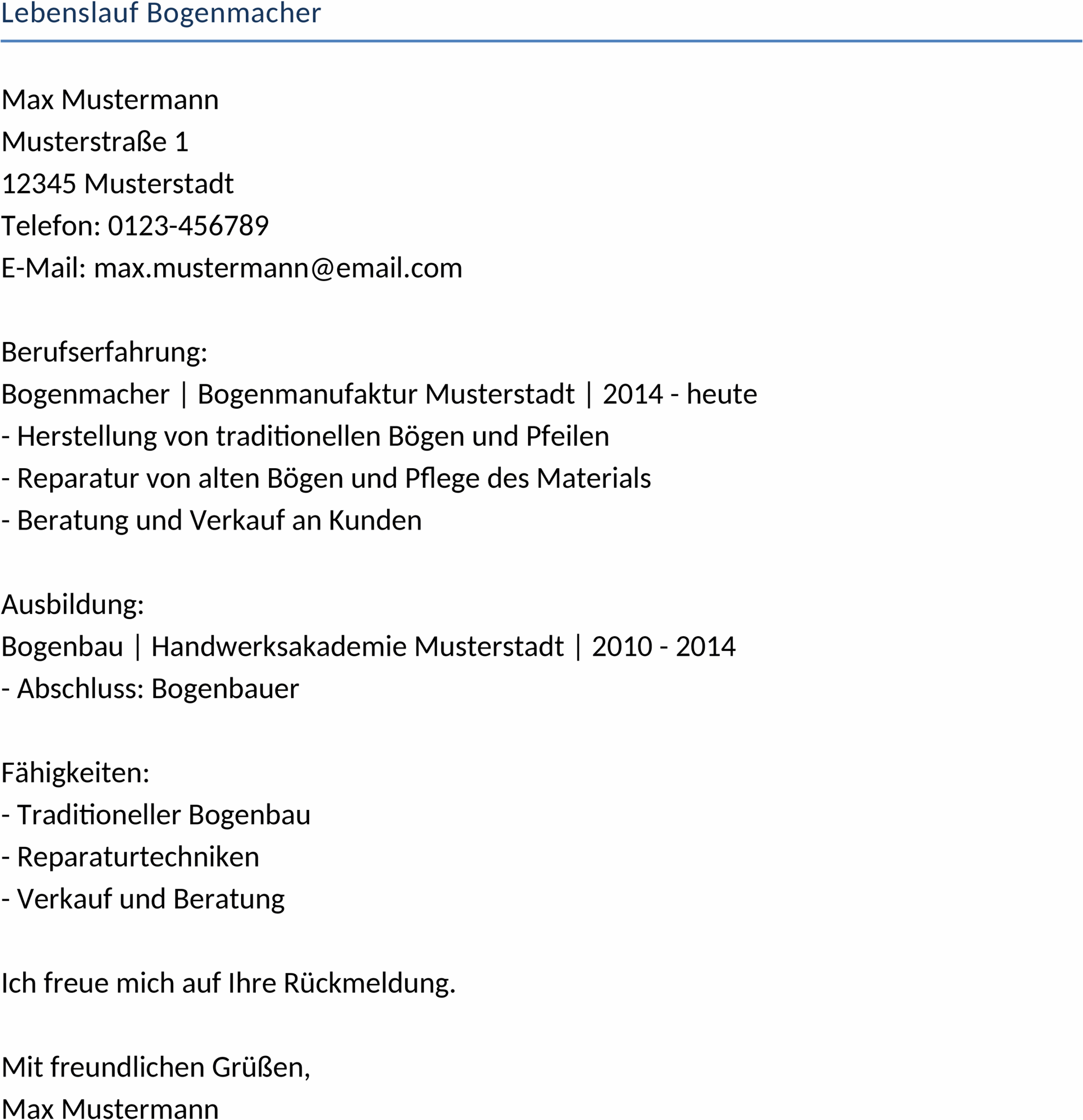 Lebenslauf im Word-Format