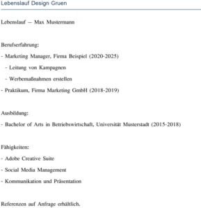 lebenslauf-design-gruen-neu-gestalten