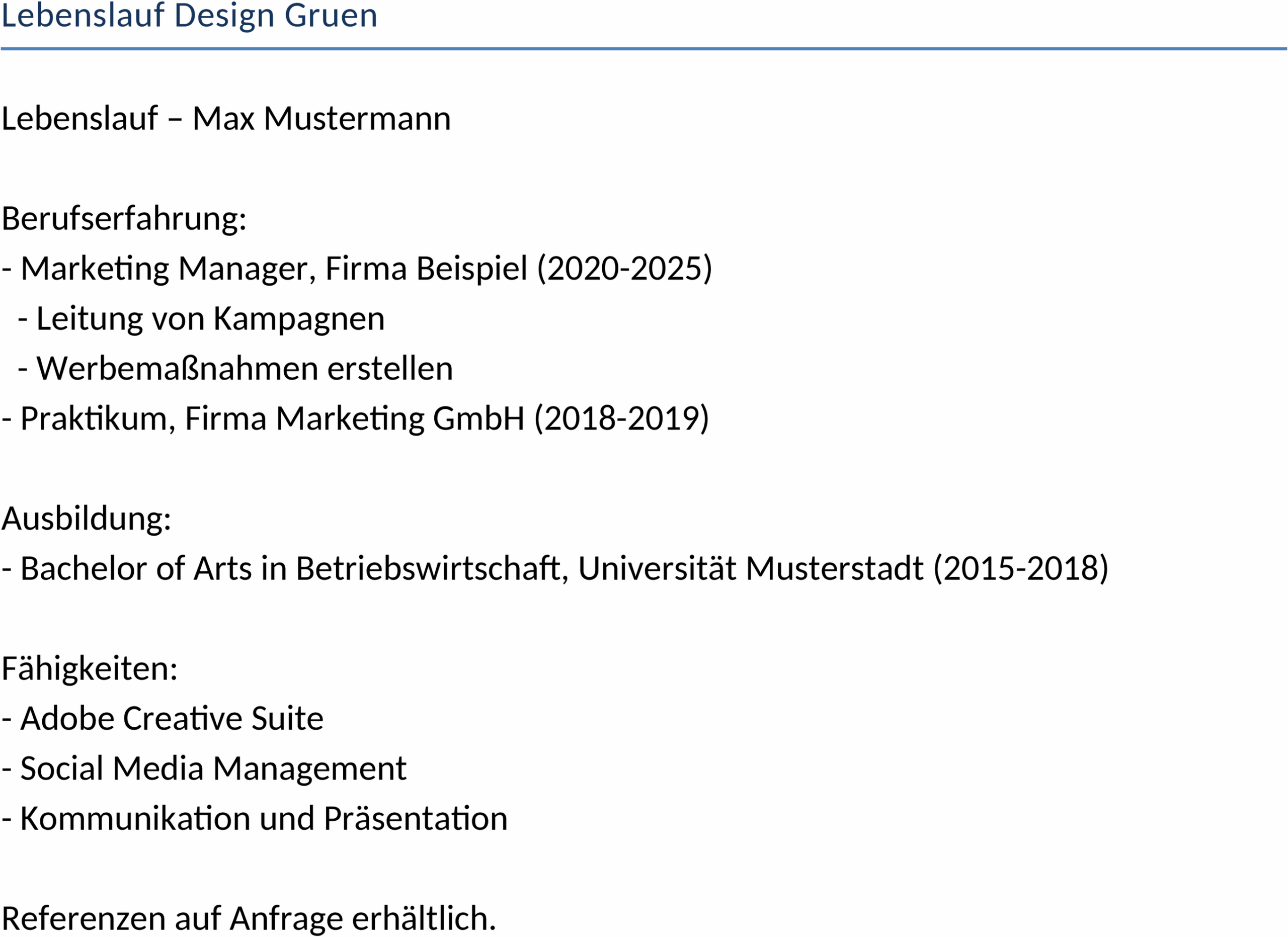 Lebenslauf-Design Grün als Word-Vorlage