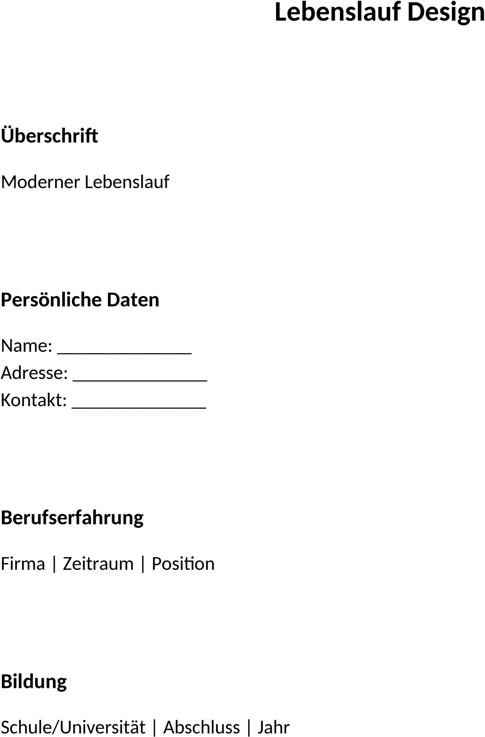 Lebenslauf Word-Vorlage: Professionelles Design.docx