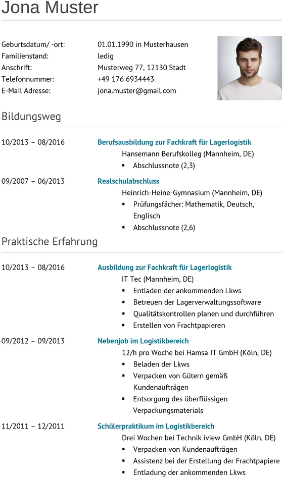 lebenslauf-fachkraft-fuer-lagerlogistik