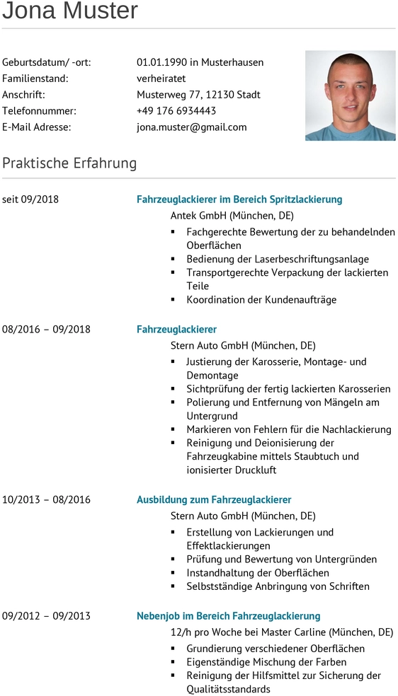 lebenslauf-fahrzeuglackierer-optimiert-fuer-bewerbungen