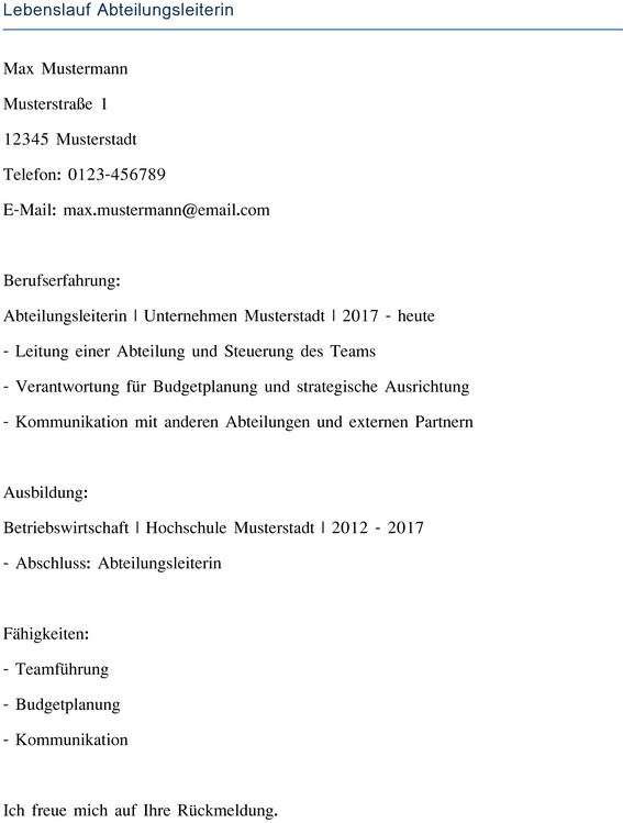 lebenslauf-fuer-abteilungsleiterin